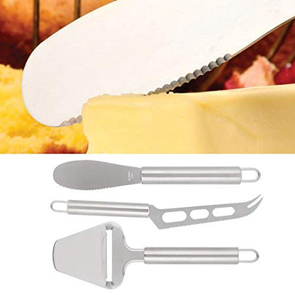 HEEPDD 3Pcs Stainless Steel Cheese Cutter Knife, Butter Scraper Kitchen Gadgets Set, Multifunctional Food Grade Kitchen Tools with Hanging Holes for Home Use
