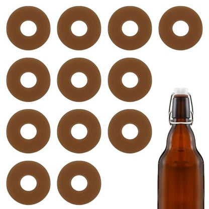 12Dopamine color Silicone Gaskets Washers Seals for Cap Swing Flip Top Bottle for Home Brew Beer Soda Bottle Sealing(flat,no cover) (Walnut Brown) - color: Walnut Brown