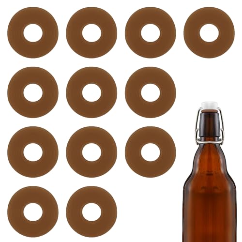 12Dopamine color Silicone Gaskets Washers Seals for Cap Swing Flip Top Bottle for Home Brew Beer Soda Bottle Sealing(flat,no cover) (Walnut Brown) - color: Walnut Brown