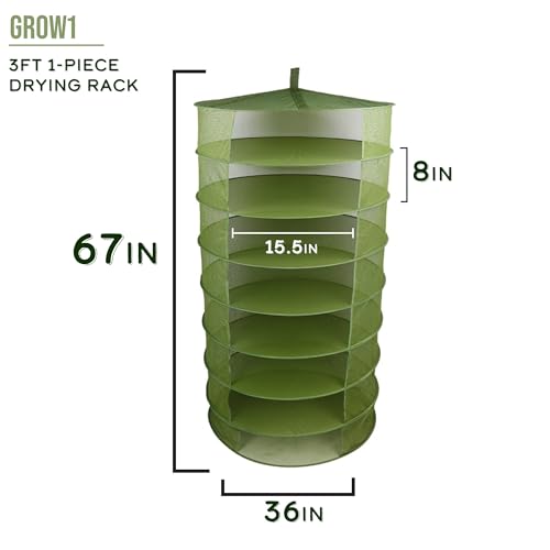 Grow1 3ft Drying Rack 1-Piece Collapsible Mesh Herb and Flower Hanging Dryer with Carrying Case for Even Airflow and Secure Harvest Storage - size: 3 feet, style: Open