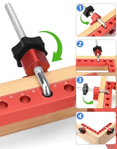 Corner clamps for woodworking, 4Pack 90 degree 5.5"x5.5" clamping squares for right angle positioning, woodworking square clamp tools for cabinet, picture frame, box, drawers