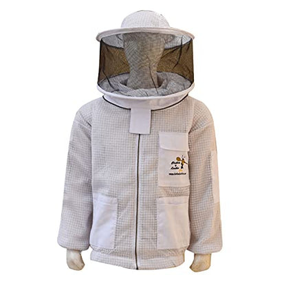 Clothes N Leather Gear Beekeeping Three Layer Mesh Ultra Ventilated Jacket Fully Protection Jacket with Round Veil Colors - size: 3X-Large