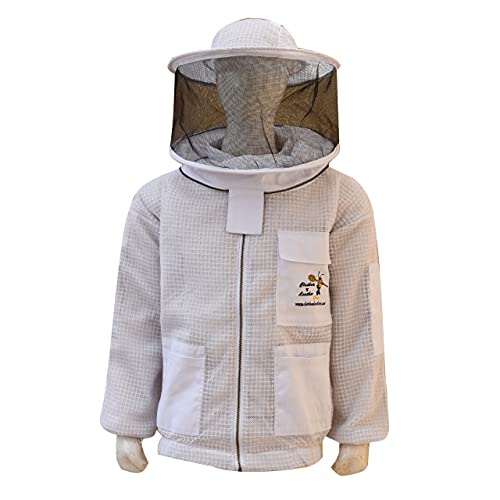 Clothes N Leather Gear Beekeeping Three Layer Mesh Ultra Ventilated Jacket Fully Protection Jacket with Round Veil Colors - size: 4X-Large