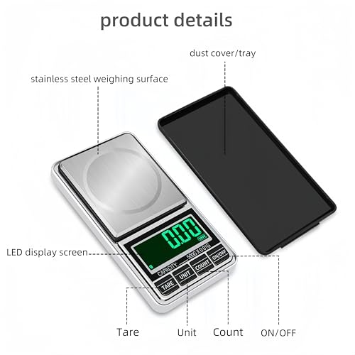 Pocket Scale Digital Jewelry Scale 500g 0.01g Accuracy USB Rechargeable Portable Mini Gram Scale Small Food Scale for Gold Coin Coffee Spice, Batteries Included, with Leather Case - size: 500g