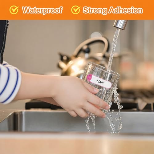 Self-Laminating Name Labels for Daycare and School, Waterproof Name Stickers for Kids Toddler Stuff, Baby Bottles, Water Bottles and Food Containers, Dishwasher Safe - 136 Pack - color: Cute