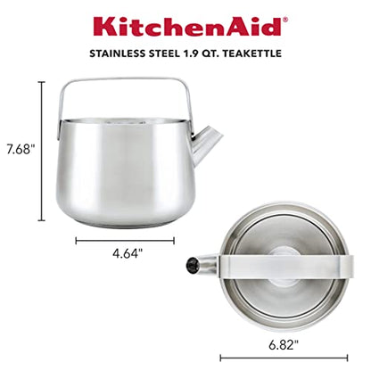 KitchenAid Teakettles Stainless Steel Whistling Teakettle, 1.9 Quart - Brushed Stainless Steel