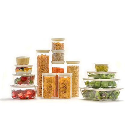Urban Green Glass Food Container Set with Glass Lid, 4 Pack, Meal Prep Containers with Silicone Framed Airtight Lid, Leakproof, 100% Plastic Free, - color: White Sand-RD