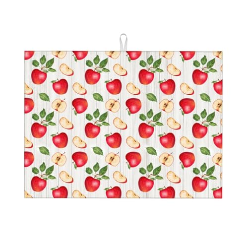 Apple Orchard Wood Grain Dish Drying Mat For Kitchen Counter, Super Absorbent Microfiber Dish Drying Pad, Kitchen Gadgets For Easy Clean Multi-Use Large 18"x24" - color: Apple Orchard Wood Grain