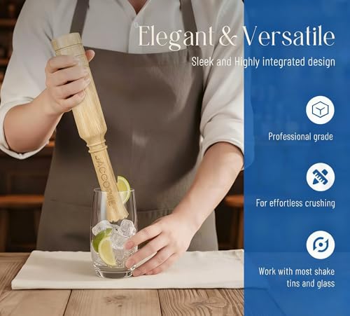 Professional Kitchen&Bar Tool, 12.6" Wooden Muddler for Cocktails & Sauerkraut Pounder for Mason Jars.