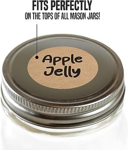 Dissolvable Canning Labels 1.5in Round, Removable Kraft Mason Jar Stickers | Water soluble, no residue, write on with pen, 200 per pack, jam, preserves, pantry, freezer, spice bottles, food storage - size: 1.5 inch