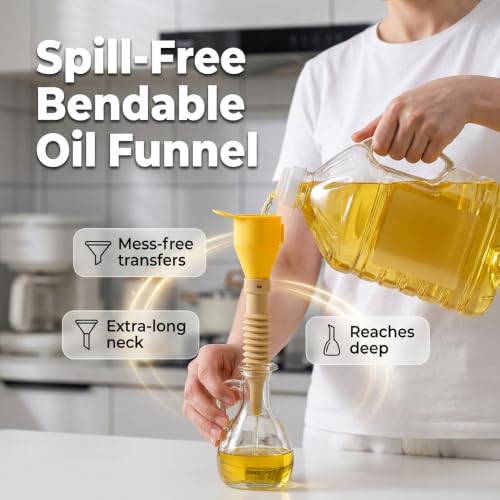 Kitchen Funnel, Silicone Collapsible Funnels for Oil Liquid Transfer, Food Grade (Coffee) - color: Coffee