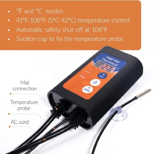Fermentation Heater with Digital Thermostat – 11" x 6" Heating Pad for Carboys, Kombucha, Wine & Beer Brewing – Fits 1-3 Gallon Fermenters – Home Brew Belt with Temp Controller - size: 11” x 6” (With Thermostat)