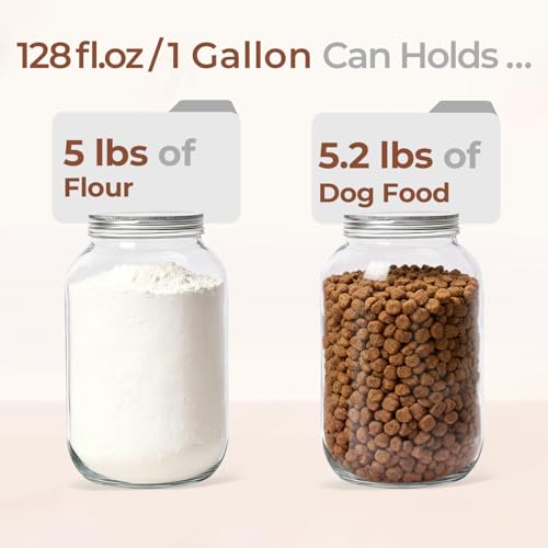 ComSaf 128 oz Wide Mouth Mason Jars 2 Pack, 1 Gallon Glass Jars with Lids | BPA-Free Materials, Large Size, Canning Pickling Sauce, Meal Prep Salad, Sourdough, Flour And Sugar For Baking, Food Storage - size: 1Gallon wide mouth 2PCS