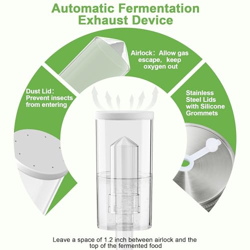 4-Pack Fermentation Kit for Wide Mouth Mason Jar, Included 4 Glass Fermenting Weights, 4 fermentation Lids, 4 Airlocks, 5 Silicone Rings, 5 Silicone Grommet, Pen Stickers Rope (Jars not Included) - style: 4 Pack not Included Jar
