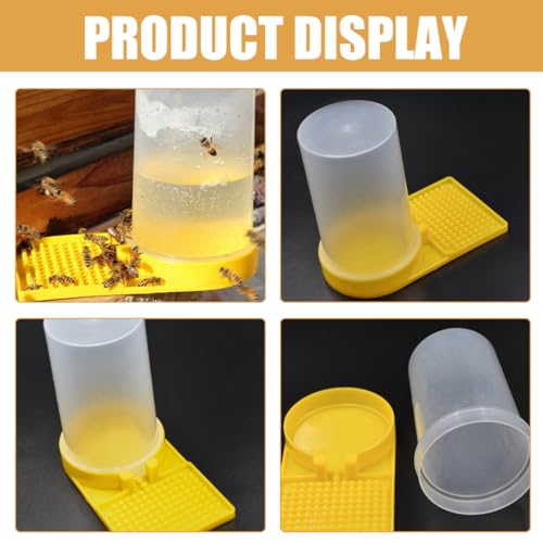 Happyyami 4Pcs Bee Feeder Water Cups PP Material Beehive Entrance Feeding Tool for Beekeeping Supplies Garden Bee Waterer Station Easy Operation Without Opening Hive
