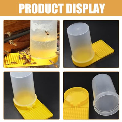 Happyyami 4Pcs Bee Feeder Water Cups PP Material Beehive Entrance Feeding Tool for Beekeeping Supplies Garden Bee Waterer Station Easy Operation Without Opening Hive