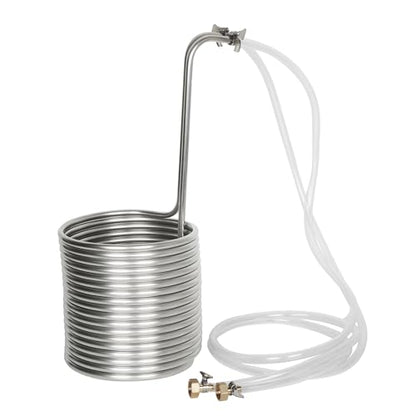 1/2" X 50Ft 304 Wort Chiller, Food Grade Stainless Steel Immersion Chiller Coil with 2X 6.5Ft Transparent Pipes, Home Water Chiller for Ice Bath Beer Brewing Water Cooler Equipment