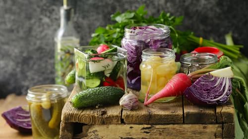 Cabbage Shredder & Fermentation Kit for Wide Mouth Mason Jars - Sauerkraut, Pickle, Kimchi Making Kit - Fermentation Airlock Lids & Glass Weights, Sauerkraut Slicer & Pounder
