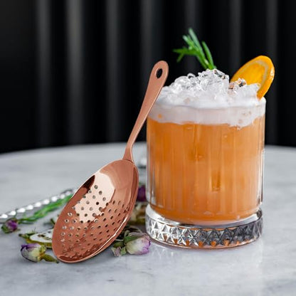 Cocktail Strainer-Stainless Steel Bar Tools Bartender Cocktail Strainer Set:Hawthorne Strainer,Julep Strainer and Conical Fine Mesh Strainer (Rose Gold) - color: Rose Gold
