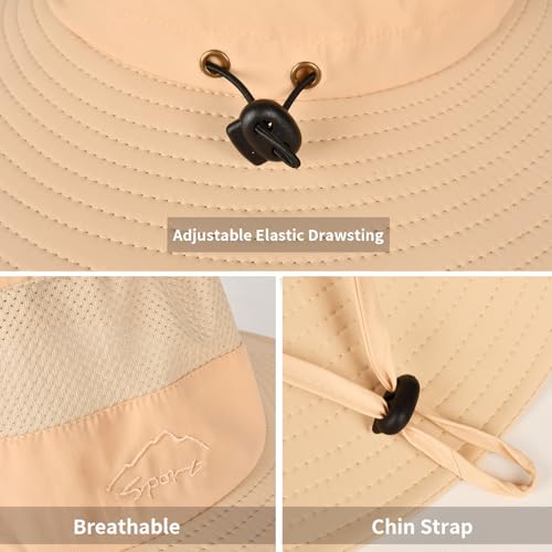 Sun Hats for Men Women Fishing Hat UPF 50+ Breathable Wide Brim Summer UV Protection Hat - color: 1pack-beige