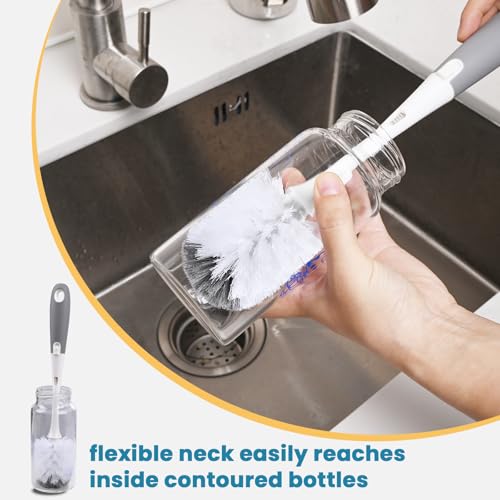 Bottle Brush Replacement Head for OXO Bottle Brush Tot Only, 2 Pack Bottle Brush Refills, Dual Bristle Design for Baby Bottles, Water Bottles, Glasswares
