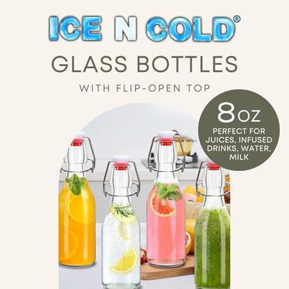 ICE N COLD Glass Swing Top Bottles | Flip Top Glass Bottles for Limoncello, Syrups, Oils, Vinegar, Extracts & Beverages | Airtight Reusable Glass Bottles (24-Pack, MEDIUM (250ml | 8.5oz)) - color: 24-Pack, size: 8.5 Ounces