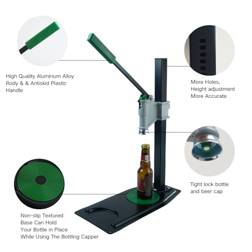 Manual Beer Bottle Capper Tool, 26mm Crown Capper for Home Brewing Crown Cap Long Base