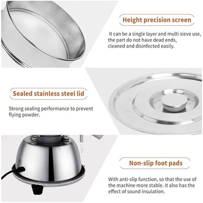 Sidasu Automatic Vibrating Sieve Shaker – 40 Mesh + 60 Mesh Flour Sifter, Electric 110V 55W Sifter Machine for Flours, Herbal Powder - size: Automatic Powder Sifter Machine(40+60 mesh)
