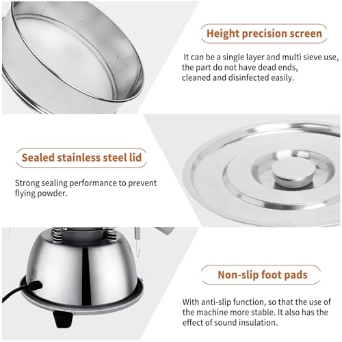 Sidasu Automatic Vibrating Sieve Shaker – 40 Mesh + 60 Mesh Flour Sifter, Electric 110V 55W Sifter Machine for Flours, Herbal Powder - size: Automatic Powder Sifter Machine(40+60 mesh)
