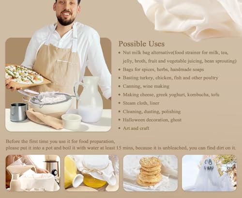 MDS, 50 Yard Cheesecloth Natural Unbleached 100% Cotton Ultra Fine Grade 50, 48” Wide (600 Sq Feet) For Cooking, Cheese making, Basting, Canning, Straining, Steaming, Cleaning Multipurpose fabric - size: 50 Yard