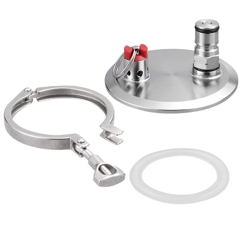 3"TC End Cap with Ball Lock Post and PRV 45 PSI Dry Hopper Accessories,BALL LOCK TAPPING HEAD TO 3INCH TRI-CLOVER Homebrew Conical Fermenter Accessories (Gas POST)