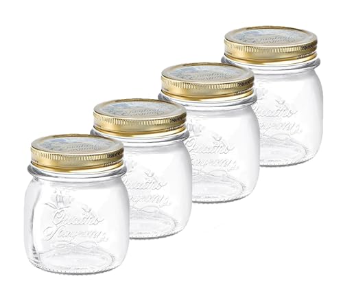 Bormioli Rocco Quattro Stagioni set of 4 Clear Airtight Mason Jars, 5 Oz. Made from BPA Free Durable Glass, Made In Italy. - size: 5 Oz.