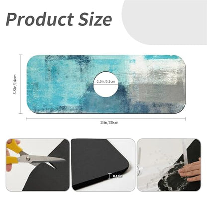 Kitchen Sink Splash Guard，Blue ocean Faucet Mat Sink Gadgets-Super Absorbent Fast Drying Mat Drip Catcher for Kitchen, Bathroom,Sink Mat, Dish Drying Mat, Bathroom(15" X 5.5" ) - color: Blue ocean