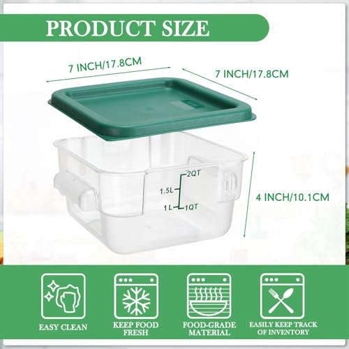 Lallisa 8 Pcs 2 Quart Food Storage Containers with Lids Clear Square Polycarbonate Marinating Container Dough Bucket with Lid (Colorful) - color: Colorful