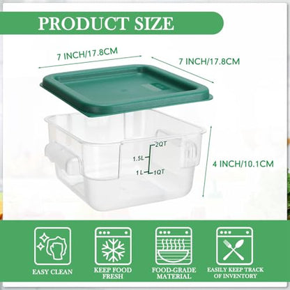 Lallisa 8 Pcs 2 Quart Food Storage Containers with Lids Clear Square Polycarbonate Marinating Container Dough Bucket with Lid (Colorful) - color: Colorful