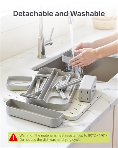 DIY Baby Bottle Drying Rack, Holds 12 Bottles, Space-Saving for Small Kitchen Counters, Modular Bottle Dryer with Removable Rods & Baskets, BPA-Free Countertop Organizer for Baby Feeding Essentials