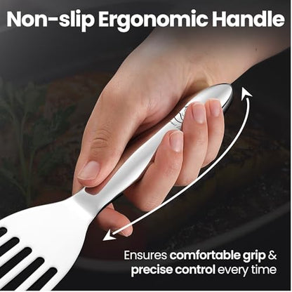 Gourmet Easy Fish Spatula Set, Ultra-Thin Edge for Easy Turning & Flipping | Stainless Steel, Kids Friendly, Ergonomic Non-Slip Grip for Secure Control, Versatile Use, Dishwasher Safe, 5-Year Warranty - color: Original