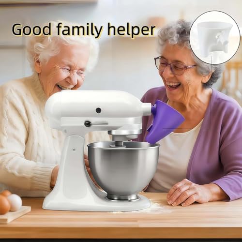 Flour Funnel for KitchenAid Mixer - Compatible with 5 Qt & 4.5 Qt Bowl-Lift Models | Dishwasher Safe, Anti-Splash Design for Mess-Free Baking | Includes 2-Piece Set (Purple) - color: Purple