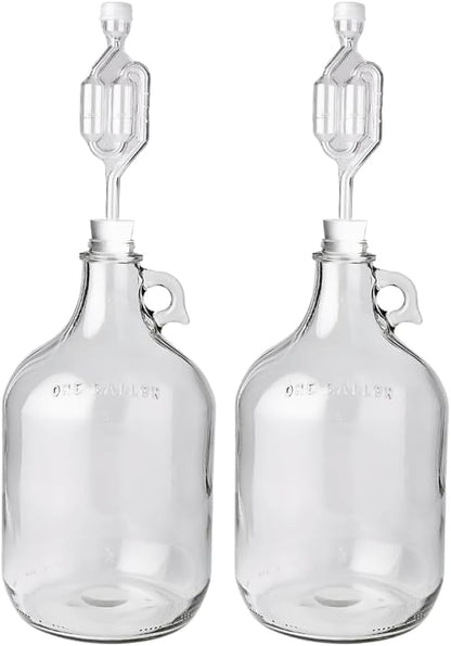 FastRack 1 gal Glass Wine Fermenter, Includes Rubber Stopper and Twin Bubble Airlock, Multicolor (Pack of 2) - color: متعدد الألوان, size: 1 Count (Pack of 2)