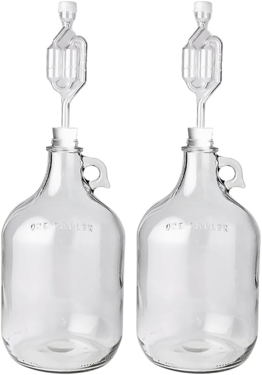 FastRack 1 gal Glass Wine Fermenter, Includes Rubber Stopper and Twin Bubble Airlock, Multicolor (Pack of 2) - color: متعدد الألوان, size: 1 Count (Pack of 2)