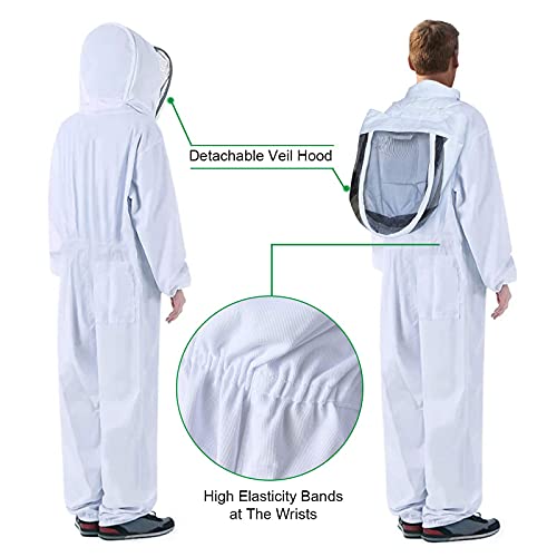 Professional Bee Suit for Men Women, Beekeeping Suit Beekeeper Suit with Glove &Ventilated Hood, Multi-Size Bee Outfit for Backyard and Bee Keeper - style: XXL for 5'11"-6'3"