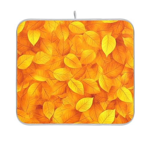 Dish Drying Mat for Kitchen Counter Dish Mat Dish Drainer Mats Kitchen Drying Mat Pad Microfiber Absorbent Reversible 16x18 Inch Autumn Thanksgiving Orange Leaves - color: Autumn Thanksgiving Orange Leaves, size: 18" x 16"