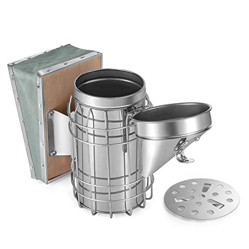 Flexzion Bee Keeping Starter Kit - 10 Piece Beekeeping Tools & Bee Keeping Supplies-All Set with Smoker, Frame Holder, Gloves, Bee Brush, Scraper, Fork, Queen Clip Cage, Marking Tube, Feeder & Frame
