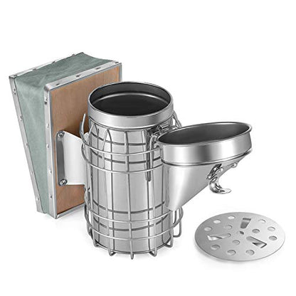 Flexzion Bee Keeping Starter Kit - 10 Piece Beekeeping Tools & Bee Keeping Supplies-All Set with Smoker, Frame Holder, Gloves, Bee Brush, Scraper, Fork, Queen Clip Cage, Marking Tube, Feeder & Frame