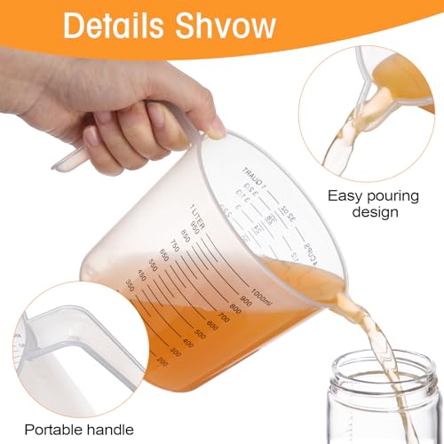 Kanayu 36 Pcs Plastic Measuring Cup Clear Measuring Mug with Spout and Handle Grip Capacity Clear Graduated Pitcher for Kitchen Flour Water Liquids(Black,32 oz, 4 Cups) - color: Black, size: 32 oz, 4 Cups