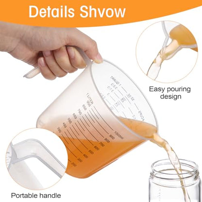 Kanayu 36 Pcs Plastic Measuring Cup Clear Measuring Mug with Spout and Handle Grip Capacity Clear Graduated Pitcher for Kitchen Flour Water Liquids(Black,32 oz, 4 Cups) - color: Black, size: 32 oz, 4 Cups