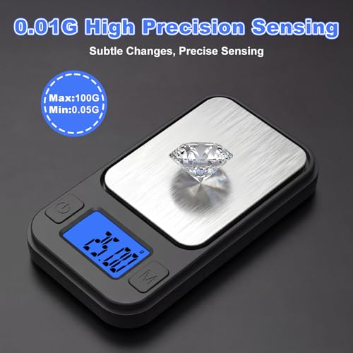 Diyife Milligram Scale, 200g/0.01g High Accuracy Pocket Scale with Storage Case, 8 Units, Multifunctional Digital Gram Scale for Lab, Jewelry, Gem, Mg, Black - color: Black