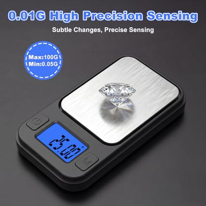 Diyife Milligram Scale, 200g/0.01g High Accuracy Pocket Scale with Storage Case, 8 Units, Multifunctional Digital Gram Scale for Lab, Jewelry, Gem, Mg, Black - color: Black