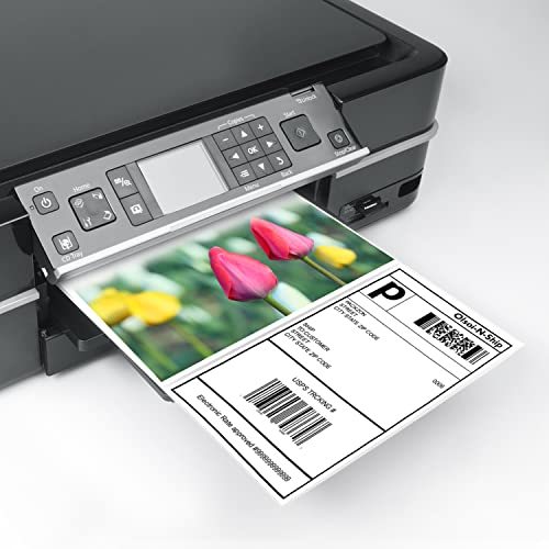 8-1/2"×5-1/2" Shipping Labels 100 Labels Sticker Paper for Laser/Ink Jet Printer mailing Labels 8.5"×11" White 2 per Sheet - size: 8-1/2"×5-1/2"(2-up), style: 50 sheets