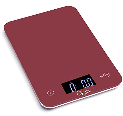 Ozeri Touch Professional Tempered Glass Digital Kitchen Scale, Red Engine - color: Red Engine